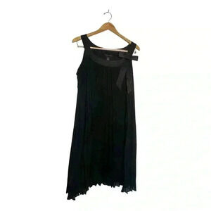 Signature by Robbie Bee Black Pleated Flowy Cocktail Dress with Bow 16W Party